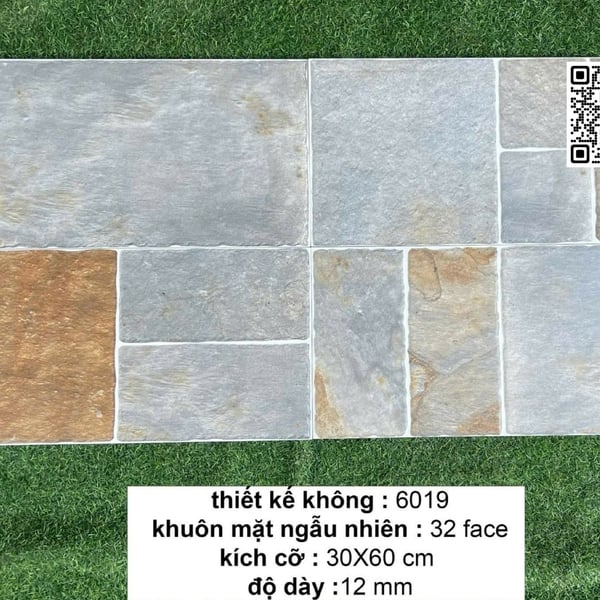 Gạch Đá 30x60 Ốp Lát Trang Trí đá ghép nâu xám 6019