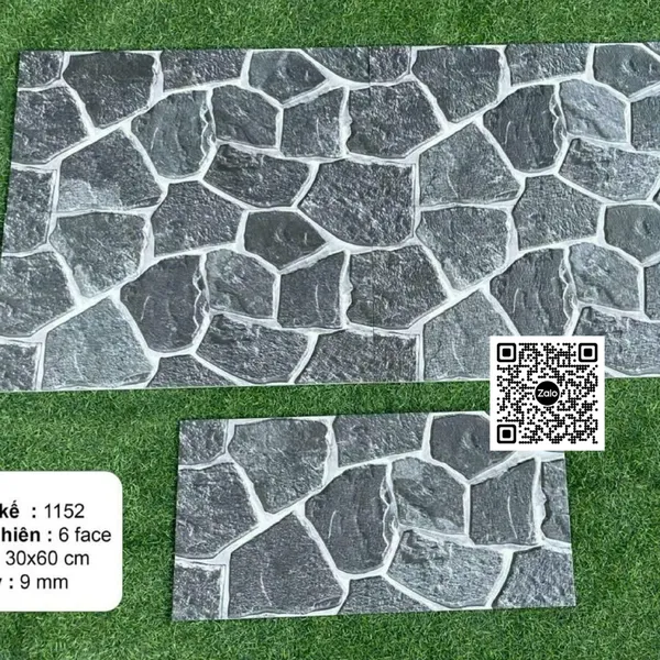 Gạch Đá 30x60 Ốp Tường Trang Trí đá ghép đen giả đá 1152