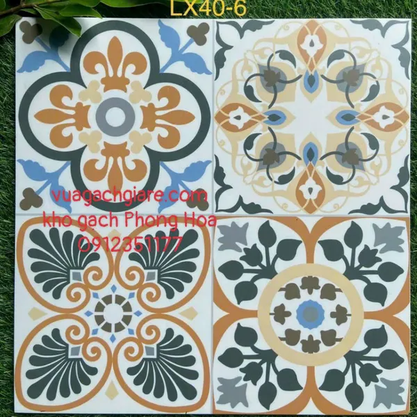 Gạch Đá Mờ 40x40 Bông Cổ Trang Trí LX40-6