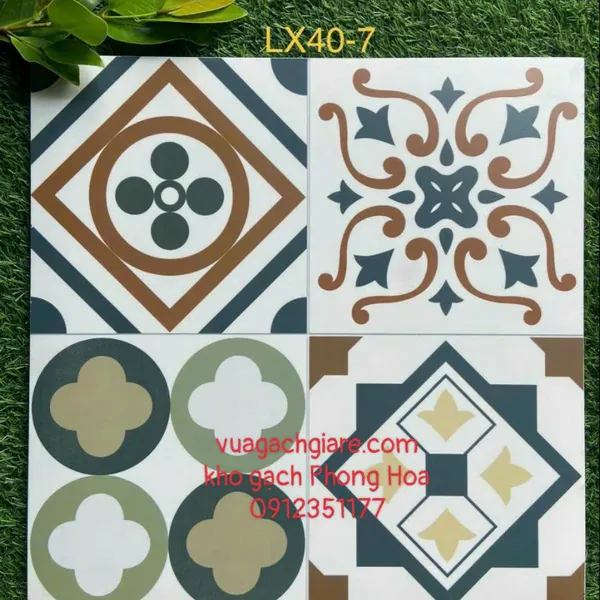 Gạch Đá Mờ 40x40 Bông Cổ Trang Trí LX40-7