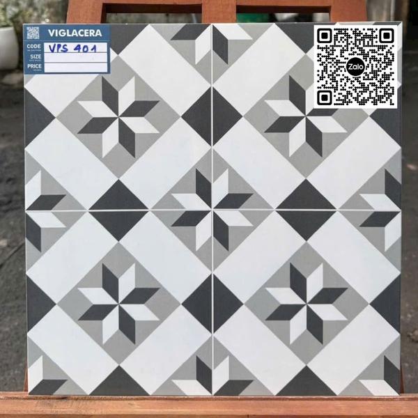 Gạch Bông 40x40 Ốp Lát Trang Trí Viglacera xám đen VPS401