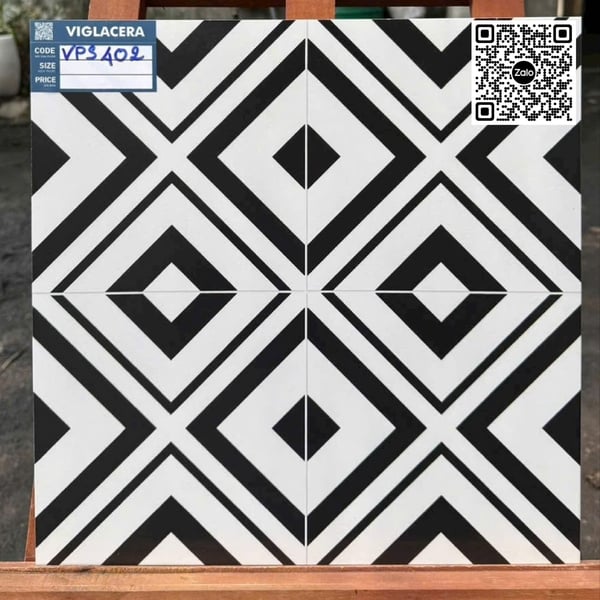Gạch Bông 40x40 Ốp Lát Trang Trí Viglacera đen trắng VPS402