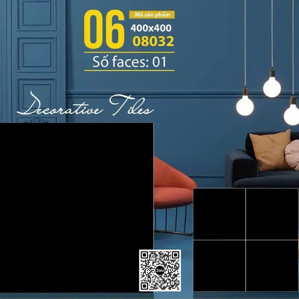 Gạch Đá Mờ 40x40 Ốp Lát đen trơn 08032