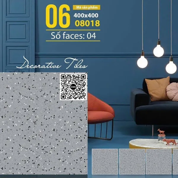 Gạch Đá Mờ 40x40 Ốp Lát terrazzo xám 08018