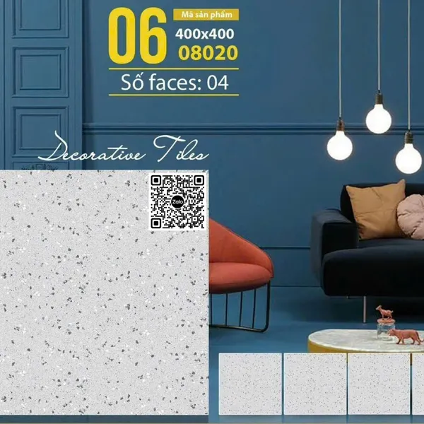 Gạch Đá Mờ 40x40 Ốp Lát terrazzo xám 08020