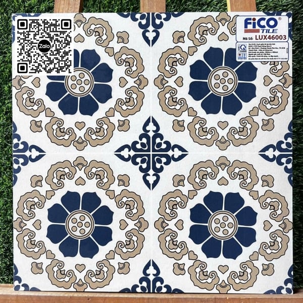 Gạch Bông 40x40 Ốp Lát Trang Trí FICO trắng xám LUX46003