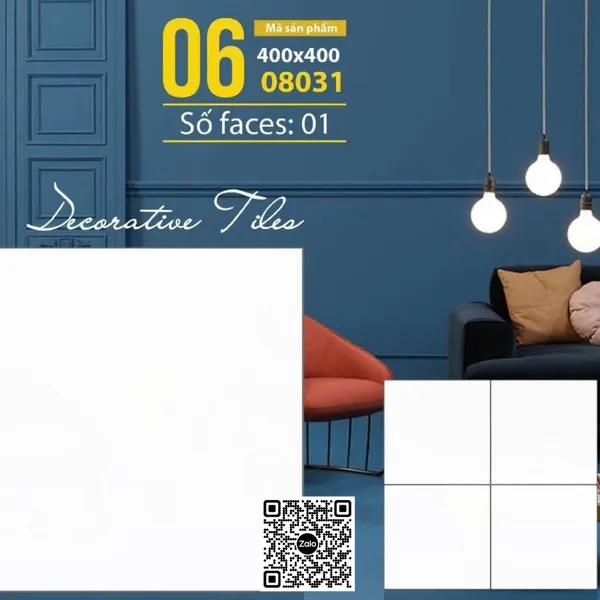 Gạch Đá Mờ 40x40 Ốp Lát trắng trơn 08031