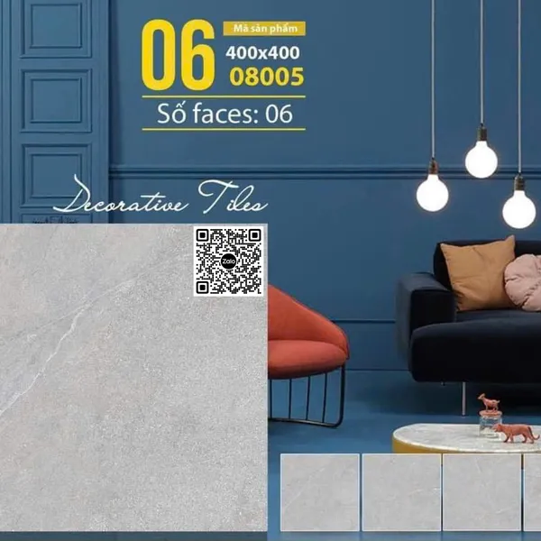 Gạch Đá Mờ 40x40 Ốp Lát xám vân trắng 08005