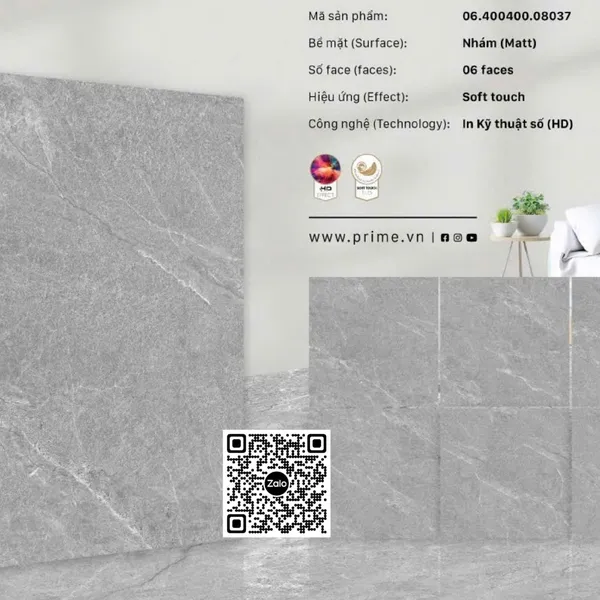 Gạch Đá Mờ 40x40 Ốp Lát xám vân trắng 08037