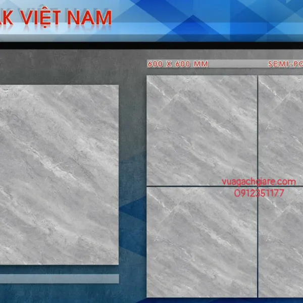 Gạch Đá Mờ 60x60 PAK xám vân đá SM620