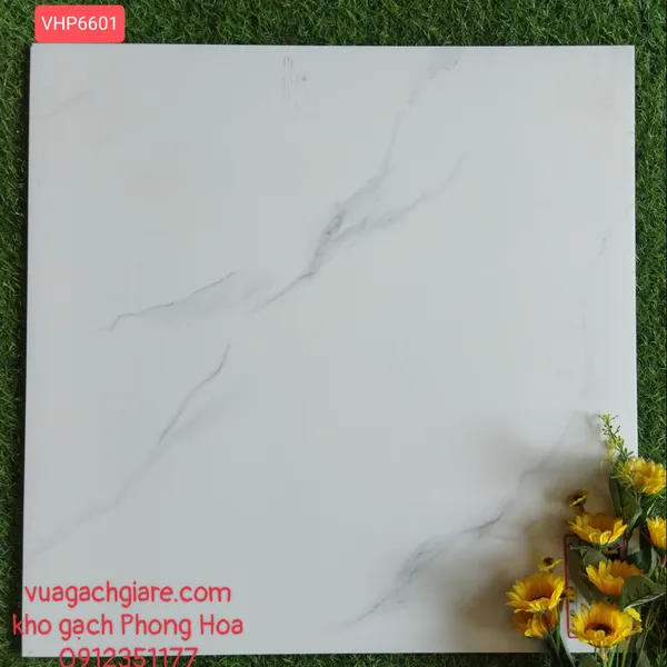 Gạch Đá Mờ Nhám Lát Nền 60x60 Viglacera trắng vân khói VHP6601