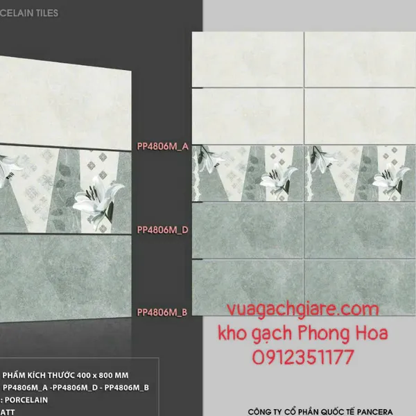Gạch Đá Mờ Ốp Tường 40x80 Giá Rẻ Pancera xám vân đá PP4806M