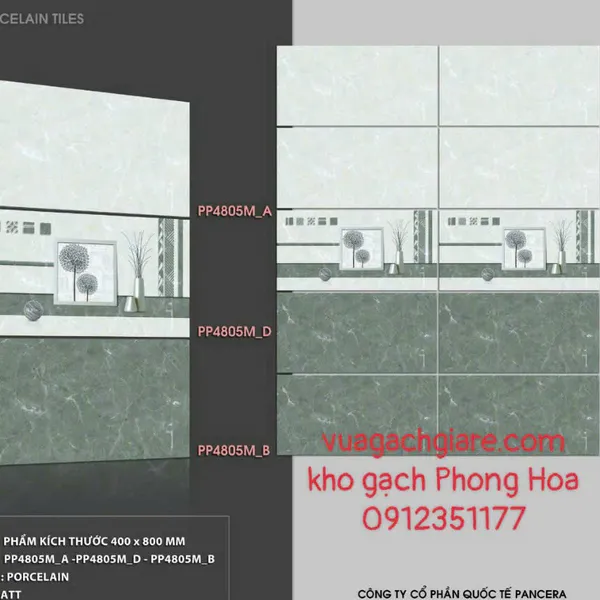 Gạch Đá Mờ Ốp Tường 40x80 Giá Rẻ Pancera xám vân đá PP4805M