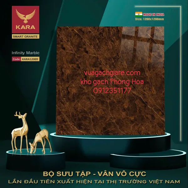 Gạch Đá Ốp Lát 120x120 Cao Cấp Ấn Độ nâu tia chớp KARA12009