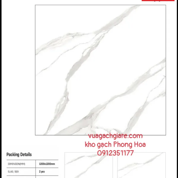 Gạch Đá Ốp Lát 120x120 Cao Cấp Ấn Độ trắng vân khói VA-SM.1218