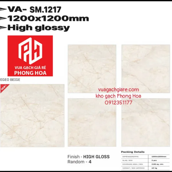 Gạch Đá Ốp Lát 120x120 Cao Cấp Ấn Độ vàng vân đá VA-SM.1217