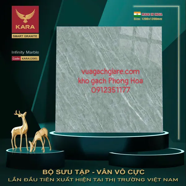 Gạch Đá Ốp Lát 120x120 Cao Cấp Ấn Độ xám vân đá KARA12001