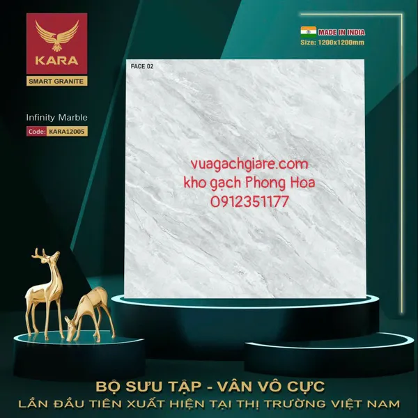 Gạch Đá Ốp Lát 120x120 Cao Cấp Ấn Độ xám vân đá KARA12005