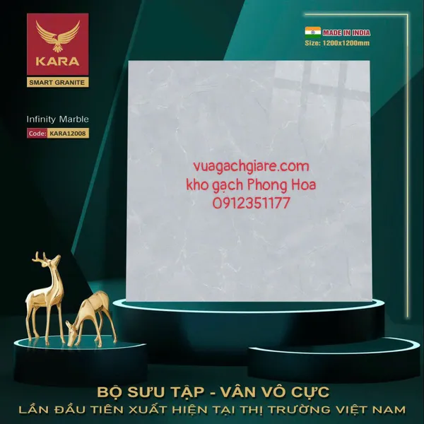 Gạch Đá Ốp Lát 120x120 Cao Cấp Ấn Độ xám vân đá KARA12008