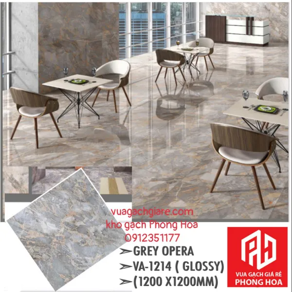 Gạch Đá Ốp Lát 120x120 Cao Cấp Ấn Độ xám vân đá VA-1214