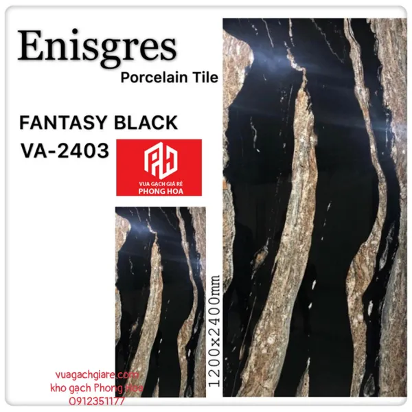 Gạch Đá Ốp Lát 120x240 Cao Cấp Ấn Độ đen vân vàng VA-2403