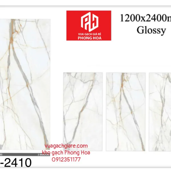 Gạch Đá Ốp Lát 120x240 Cao Cấp Ấn Độ trắng vân đá VA-2410