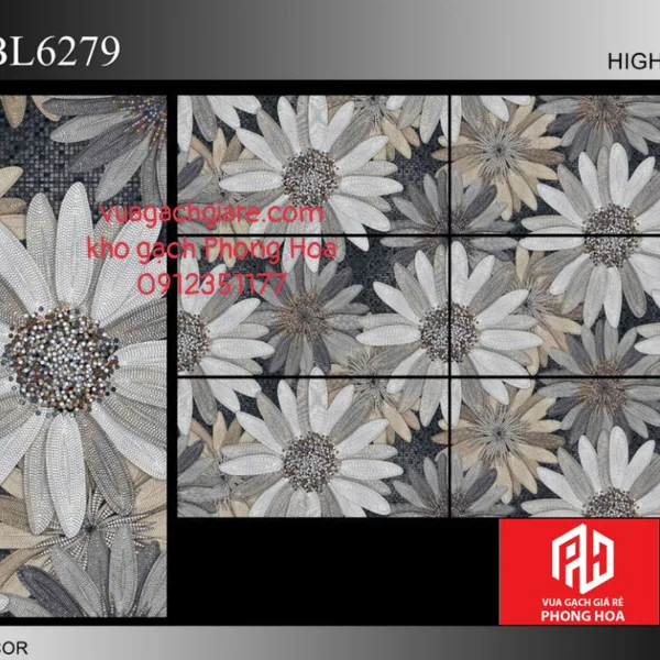 Gạch Đá Ốp Lát 60x120 Cao Cấp Ấn Độ decor hoa cúc trắng VA-BL6279