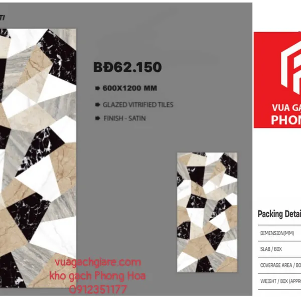 Gạch Đá Ốp Lát 60x120 Cao Cấp Ấn Độ decor trắng đen xám vàng BĐ62.150