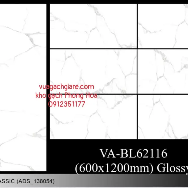 Gạch Đá Ốp Lát 60x120 Cao Cấp Ấn Độ trắng vân khói VA-BL62116