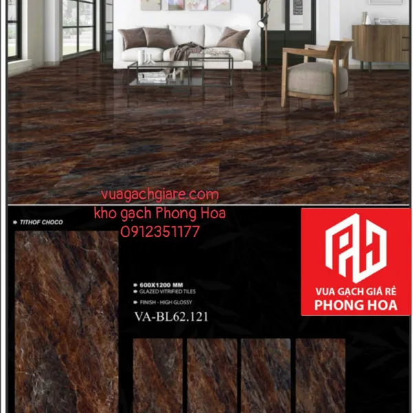 Gạch Đá Ốp Lát 60x120 Cao Cấp Ấn Độ nâu vân đá VA-BL62.121