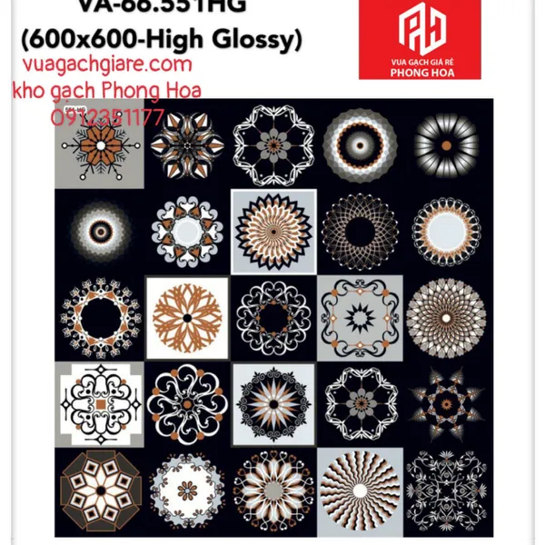 Gạch Đá Ốp Lát 60x60 Cao Cấp Ấn Độ decor màu đen VA-66.551HG