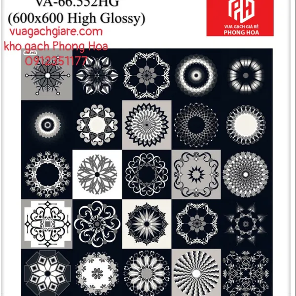 Gạch Đá Ốp Lát 60x60 Cao Cấp Ấn Độ decor màu đen VA-66.552HG