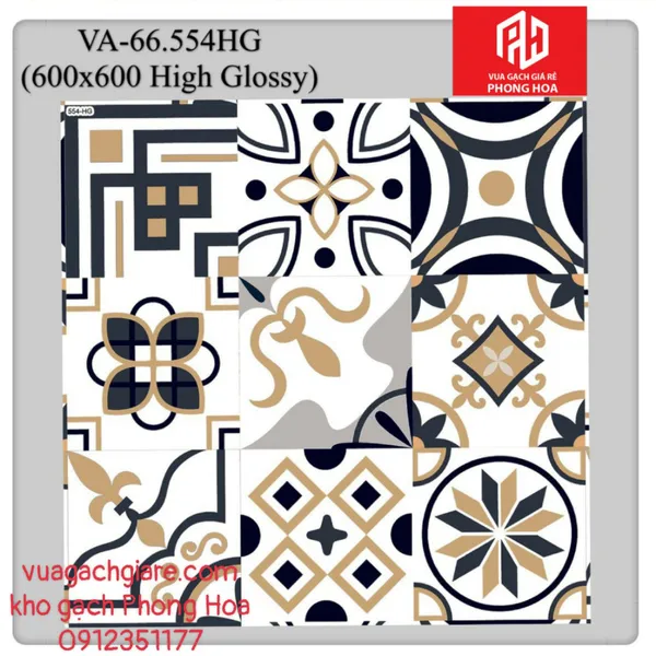 Gạch Đá Ốp Lát 60x60 Cao Cấp Ấn Độ decor kem vàng VA-66.554HG