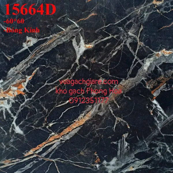 Gạch Đá Ốp Lát 60x60 đen vân đá 15664D
