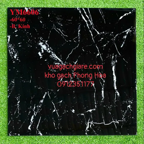 Gạch Đá Ốp Lát 60x60 đen vân trắng YM6606