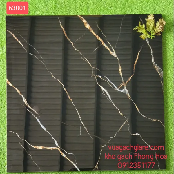 Gạch Đá Ốp Lát 60x60 Mikado đen vân cam DIM63001