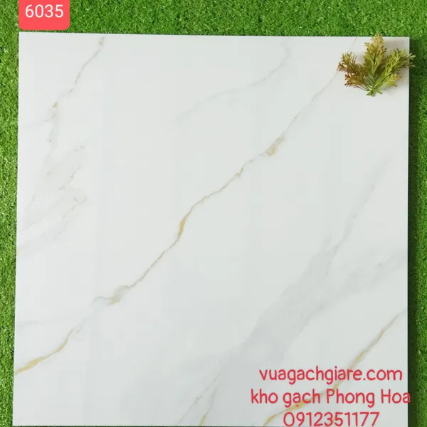 Gạch Đá Ốp Lát 60x60 trắng vân khói vàng 6035