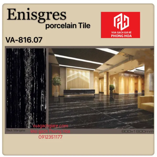 Gạch Đá Ốp Lát 80x160 Cao Cấp Ấn Độ đen vân trắng VA-816.07