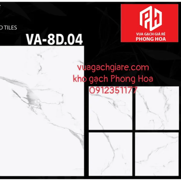 Gạch Đá Ốp Lát 80x80 Cao Cấp Ấn Độ trắng vân khói VA-8D.04