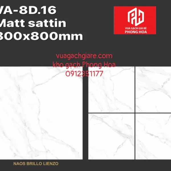 Gạch Đá Ốp Lát 80x80 Cao Cấp Ấn Độ trắng vân khói VA-8D.16