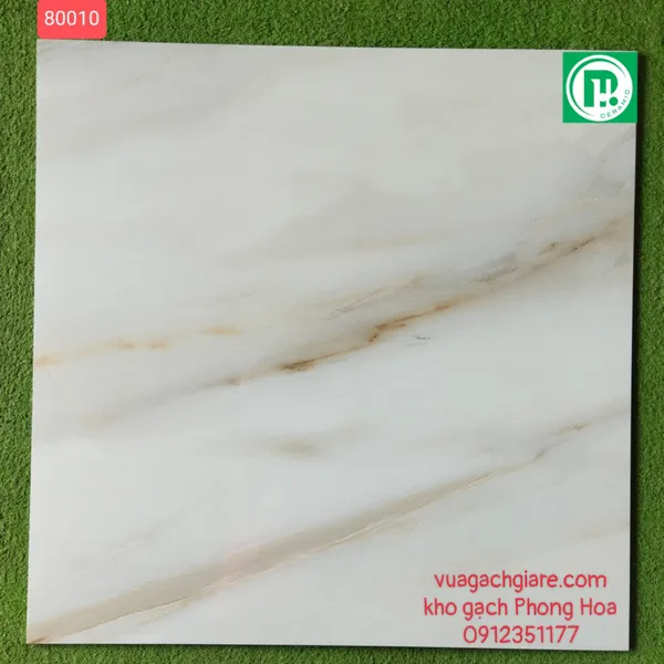 Gạch Đá Ốp Lát 80x80 Cao Cấp Ấn Độ trắng vân vàng 80010