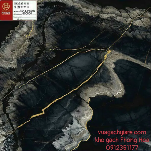 Gạch Đá Ốp Lát 80x80 Prime đen vân đá 8514