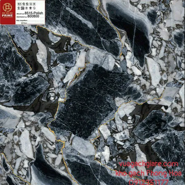 Gạch Đá Ốp Lát 80x80 Prime đen vân đá 8515
