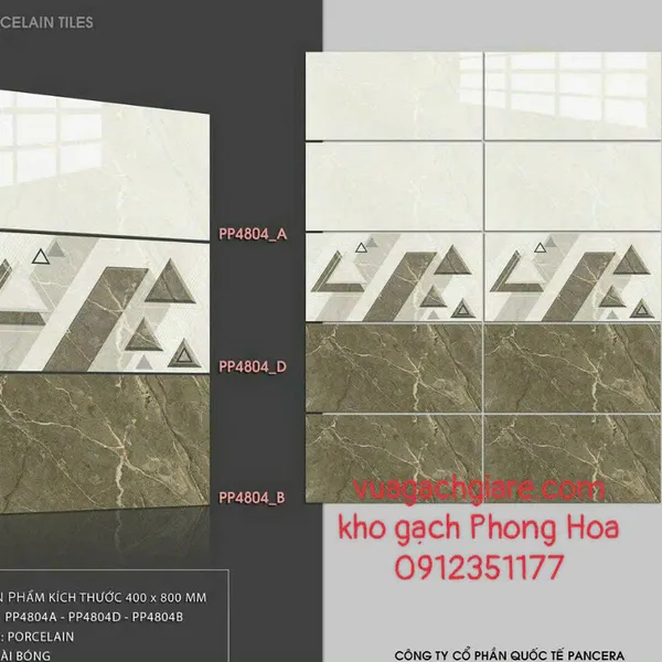 Gạch Đá Ốp Tường 40x80 Giá Rẻ Pancera nâu vân đá PP4804