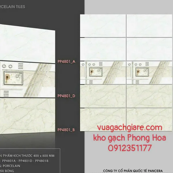 Gạch Đá Ốp Tường 40x80 Giá Rẻ Pancera vân đá PP4801