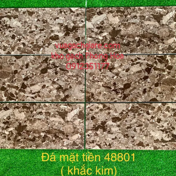 Gạch Đá Ốp Tường Khắc Kim 40x80 Cao Cấp nâu giả đá 48801