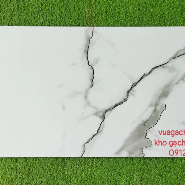 Gạch Đá Ốp Tường Khắc Kim 40x80 Cao Cấp Trung Quốc trắng vân khói nhũ vàng 48916