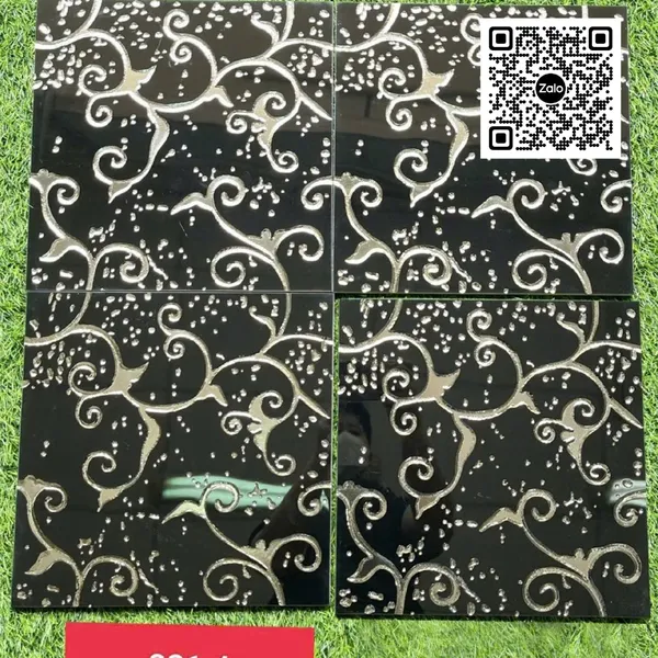 Gạch Khắc Kim 30x30 Cao Cấp nhũ bạc màu đen 221 - 4
