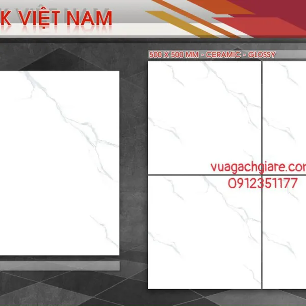 Gạch Men 50x50 Lát Nền GIÁ RẺ PAK trắng vân mây K506 - K507