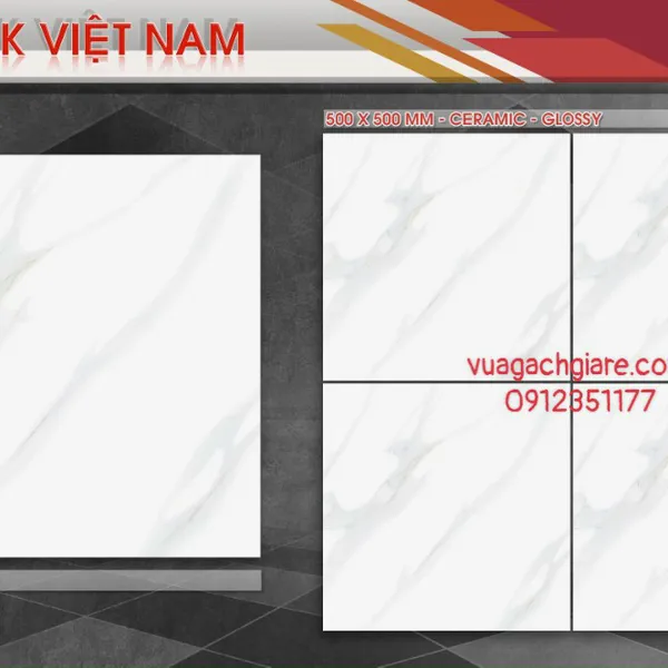 Gạch Men 50x50 Lát Nền GIÁ RẺ PAK trắng vân mây K506 - K507